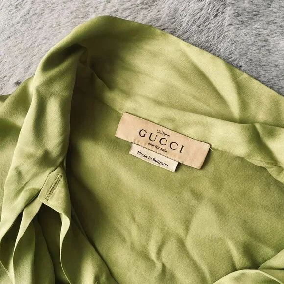 GUCCI Green Tie Front Blouse - Picture 7 of 8